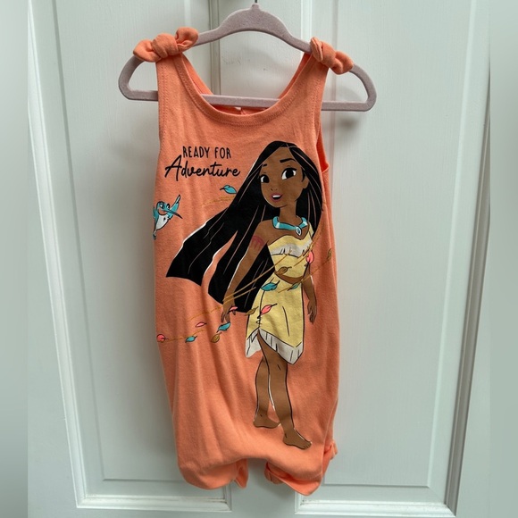 NWOT Disney Princess Pocahontas 3T Girls Orange Romper Ready for Adventure - Picture 1 of 6